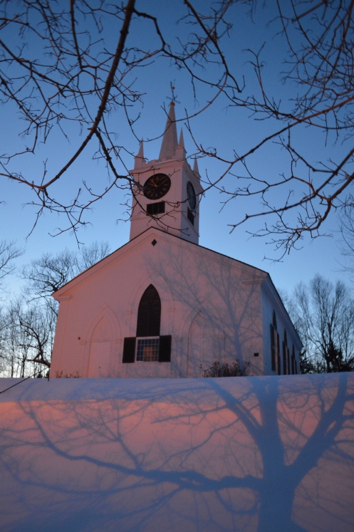 This Winterport, ME church is now called the Winterport Union Meeting House. The building once served as a church but is now used  for special occations. There aren't many special occations in February.