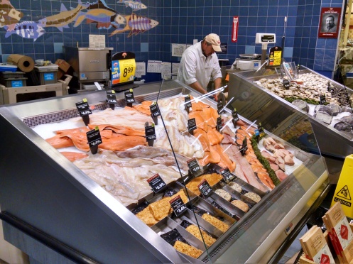 The seafood counter at the Union Avenue Hannaford supermarket.